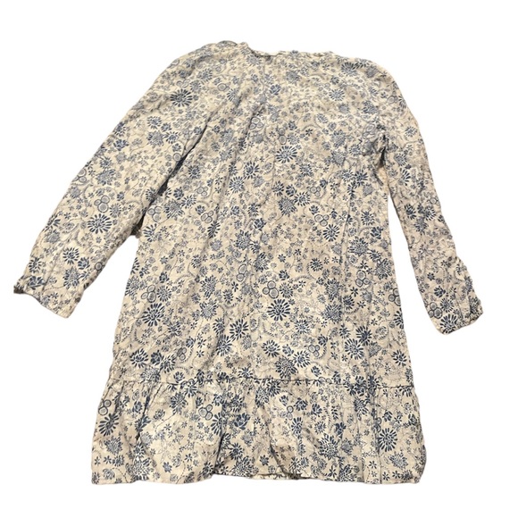 LOFT Blue White Floral Ruffle Long Sleeve Mini Dress NWT Size Medium - Picture 2 of 7